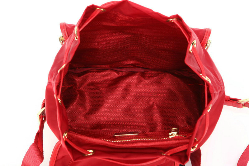 2014 Prada microfiber nylon drawstring backpack bag BZ0030 red - Click Image to Close